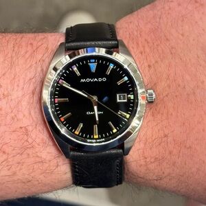 Movado Datron Heritage Swiss Made Quartz Watch 39mm Multicolor Dial EUC